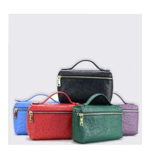 Fashion designer handbag embossed ostrich leather portable bag small clutch lady hand purse 240305