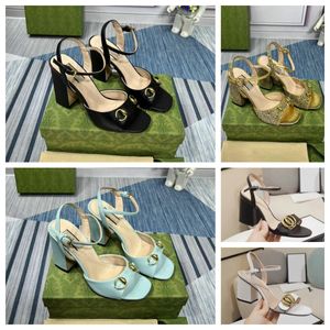 luxury heels designer sandals summer classic heels women shoes slippers thick heel leather designer fashion sexy dinner dress Sequin white gold sandals slides