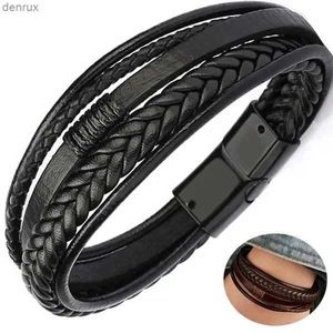 Other Bracelets Delysia King Trendy Leather Braided Bracelet Alloy Magnetic Clasp Bracelets for MenL240415