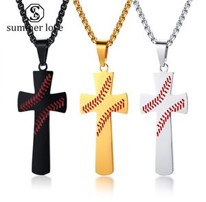 Fashion Baseball Anhänger Halskette für Frauen Männer kreativer Edelstahl Christliche Religion Halskette Gravurer Lord Bibel Schmuck-y6294502