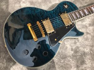 Cables Big flower black blue six string LP electric guitar our store supports customization