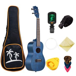 Cavi da 23 pollici impiallacciata ukulele soprano da 21 pollici uke 4 corde hawaii chitarra in mogano latello posteriore palosewood tastiewboard con corde accessori