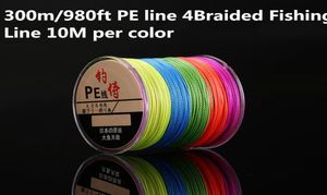 300m980ft PE Line 4braided Pishing 10m por cor Multicolor 10100 lb Teste para água salgada Higrade Desempenho High Quality6026474