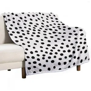 Cobertores Polinhas de pincelada Preppy Polinhas livres Pontos pretos e brancos Dalmation Design animal Projeto mínimo de arremesso de cobertor Tampas de cama