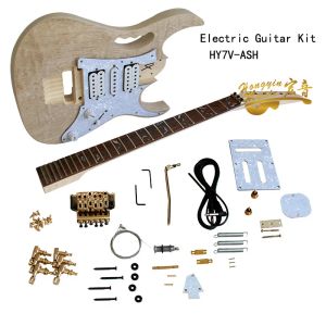 Cables Diy Unfinished Electric Guitar Kits Hy7v Style Basswood Body Maple Neck Fingerboard,instrument Guitar with All Hardwares