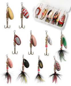 10st Fishing Lure Spinnerbait Bass Trout Salmon Hard Metal Spinner Baits Kit With Tackle Boxes5276078