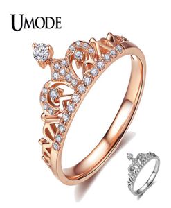 Crystal Fashion Rose Gold Crown Rings for Women White Gold Engagement Wedding Ring Jewelry Anillos Mujer Bague AUR02175694220