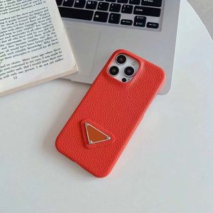 iPhone 15 Pro Max Designer Capa de Pebbled para Apple 14 Plus 13 Samsung Galaxy S24 Nota 20 Ultra Litchi Litchi Lens Bump Bump Back Coque Fundas Orange