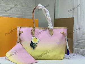 Designer Luxo MM M45680 Rose Clair pela piscina AR0261 Bolsa de bolsa Bolsa de bolsa clara nova tela gigante