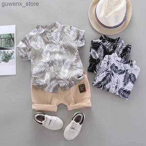 Kleidungssets Sommer Baby Kleidung Set Kinder und Jungen modische Hemden und Shorts 2pcs Childrens Set Casual Clothing Baby Kleidung Y240415