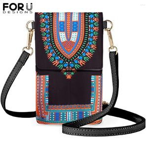 Shoulder Bags FORUDESIGNS Lightweight Leather Cell Phone Purse Woman African Tribe Pattern Small Crossbody Bag For Female