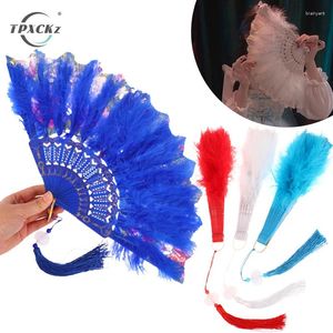 Decorative Figurines Sweet Feather Folding Fan Fairy Girl Dance Hand Costume Wedding Fancy Party Decor