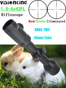 Visionking HD 1.5-6x42 Rifle Scope FMC Compact Nitrogen Red Illuminated Wide Field of View Outdoor Hunting Target SFP Optical Sights For Airsoft .223.308 Cal