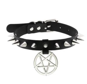 Spike Punk Choker Collar For Girl Goth Pentagram Necklace Emo Neck Strap Cosplay Chocker Gothic Accessories6084803