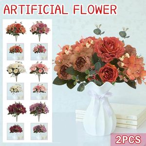 Dekorativa blommor Flower Decoration Home Bouquet Artificial Bridal Latex Peony 2PC Wedding Silk Real Arch