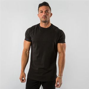 Summer Solid Cotton Short Sleeve Tshirt Men Gym Clothing Fashion Plain Tight Tops Tees Sport Bodybuilding Fitness T Shirt 240402