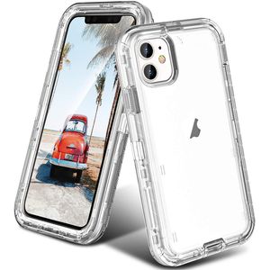 3 in 1 PC+TPU Clear Heavy Duty Defend Shock Proof Case For iPhone 15 14 Plus 13 12 11 Xs Pro Max Samsung Galaxy S24 S23 S22 Ultra Plus A53 A33 A13 A03S Bumper Cases Cover