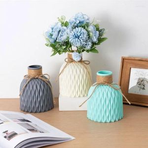 Vases Plastic Vase Modern Home Decor European Imitation Ceramic Rattan Flower Arrangement Nordic Wedding Decoration Unbreakable Basket