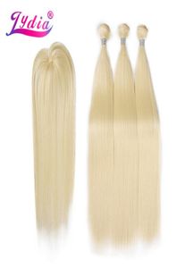 Tessitura di capelli lydia sintetici yaki dritti con bundle di capelli biondi doppi 613 16 pollici 4pcpack 4pcspack con chiusura q11289730060