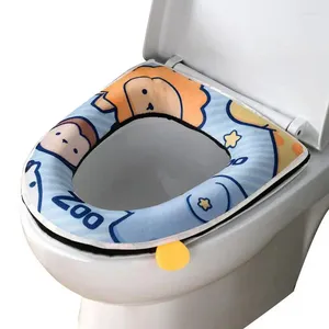 Pillow Soft Toilet Seat Covers Thicker Warmer Pads Waterproof Cartoon Bathroom Supplies With Zipper & Handle For