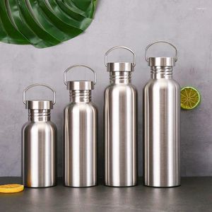 Water Bottles Stainless Steel Bottle Leak-proof Single Wall Large Capacity Wide Mouth Sports For Cycling Hiking Drinkware