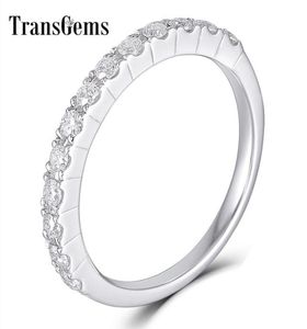 Transgems 14k 585 White Gold 048ctw 17mm Moissanite Half Eternity Wedding Band Stackable Band For Women Y190612031859644