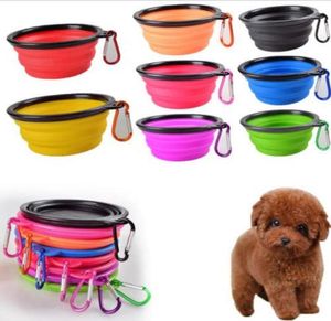 Portabel hundskål Hollfällbar silikon Pet Cat Dog Food Water Feeding Travel Bowl for Puppy Doggy Feeder Food Container med carab3421314