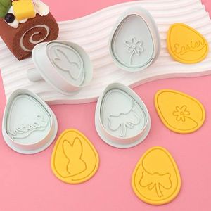 Baking Moulds Cartoon Easter Egg Cookie Embosser Mold Fondant Cakes Tools Decor Cute Eggs Flower Biscuit Pattern