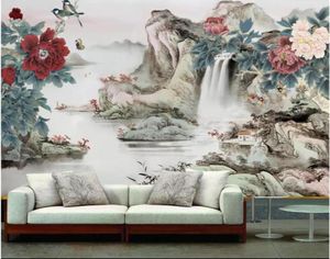 WDBHG custom po mural 3d wallpaper Ink Peony Flower Chinese Painting living room home decor 3d wall murals wallpaper for walls 1702234930