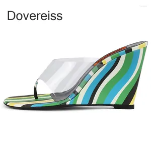 Slippare Dovereiss 2024 Fashion Green PVC Wedges Women Summer Consice Sexig Elegant FIP ​​Flops Big Size 40 41 42 43