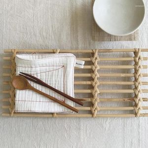 TEA TRAYS Natural Handmade Rattan Tray Meal Mat Mat Heat Isolation Pad For Kitchen Dining Table Homestay and Japanese Style