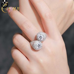 2024 New Arrival Luxury Wedding Jewelry White Gold 925 Sterling Silver VVS Moissanite Engagement Two Stone Promise Ring