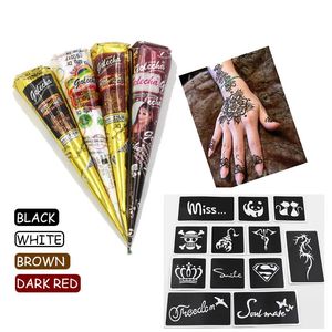 GOLECHA Black Brown Red White Henna Cones Indian Henna Tattoo Paste For Temporary Tattoo Body Art Sticker Mehndi Body Paint 240415