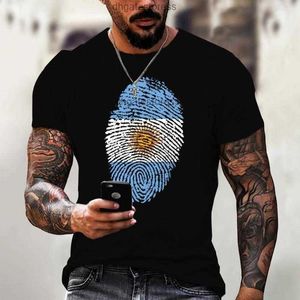 Męskie koszulki Jumeast Argentyna flagowa koszulka odcisków palców flagowych dla mężczyzn Czarne koszulki Vintage 3D Printing Shirt Groups Groups Ubrania Student Tshirt