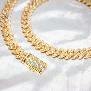 Hip Hop Jewelry Bling 12mm Vvs Moissanite Diamond Iced Out Necklace Sliver Chain Cuban