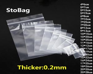 StoBag 100pcs Thick Transparent Zip Lock Plastic Bags Jewelry Food Gift Packaging Storage Bag Reclosable Poly Custom Print 2010211683317