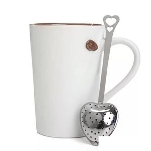 Coffee Tea Tools Stock Heart Shaped Infuser Mesh Ball Stainless Strainer Herbal Locking Spoon Steeper Handle Shower Table Tool Dro Dro Otbdd