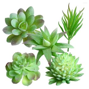 Decorative Flowers 5PCS Mini Assorted Green Faux Artificial Succulent Plants Emulational Cactus For Office Home Table Desk