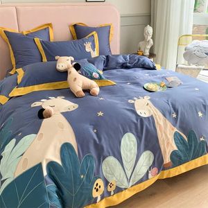 Sängkläder set kudde 50x70 tecknad bomullsuppsättning tvillingstorlek reaktiv tryck säng sängöverdrag