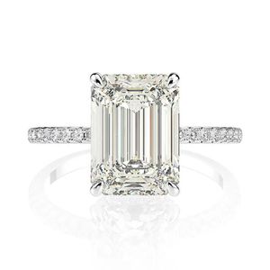 Real 925 Sterling Silver Emerald Cut criou anel de casamento de diamante Moissanite para mulheres anel de noivado de proposta de luxo 2011163375322