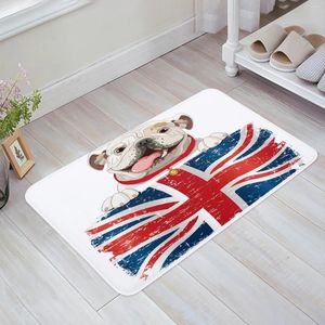 Carpets Pug And British Flag Cartoon Pet Dog Entrance Doormat Kitchen Mat Carpet Living Room Home Hallway Rugs Bathroom Door Mats