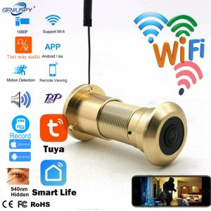 Sistem 1080p Güvenlik Kablosuz Göz Kapısı IP Kamera Kapısı Yard Akıllı Dolap Geniş Açılı Fisheye Audio Ir Mini Peephol CCTV P2P Mikro Tuya