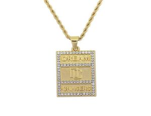Moda Hip Hop tamanho pequeno aço inoxidável Jóias de jóias de moda Dreamer DC Letters pingentes colares de hip hop8083609