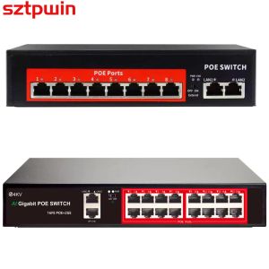 Sistema sztpwin 48V 8/16 portas Poe Switch Ethernet 10/100Mbps IEEE 802.3 AF/at for IP CCTV Security Camera System