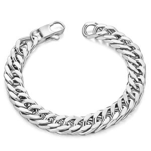 Colorless Armband NK Chain Cuba Trendy Cool Mens Punk Titanium Steel Double Buckle Four Sided Mleing Rostless