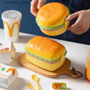 Bento Boxes Hamburer Lunch Box Double Leier милый брюк Bento Box Microwave Kids School еда блюдо из контейнера набор посуды для развода IFTS L49