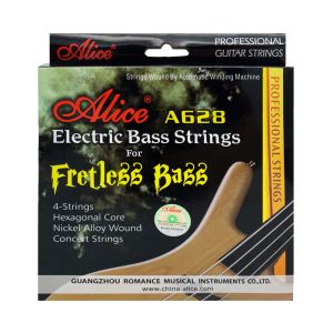 Kablar Alice fretless bassträng Full Set 4 -stycken Electric Bass Guitar Parts Accessories Concert Strings A628
