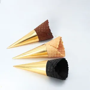 Gift Wrap 500pcs Ice Cream Waffle Cone Holder Cover Candy Dessert Paper Sleeve Cup Bag For Wedding Birthday Party Supplies