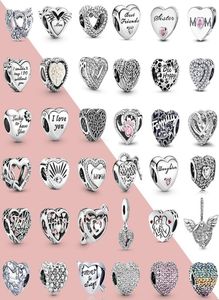 925 Sterling Silver Heart Shape Charm Beads Fit Original Charms Bracelet DIY Women Jewelry Gift9523332