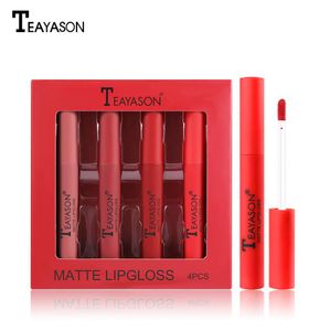 Lips Makeup Matte Liquid Lipstick Waterproof Red Lip gloss Tattoo Long Lasting 4pcsset Tint Lipgloss1805182